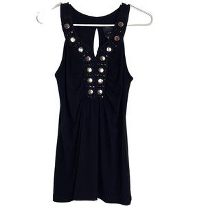 Women's J.T.B. Black Racerback Tunic Top with Beading